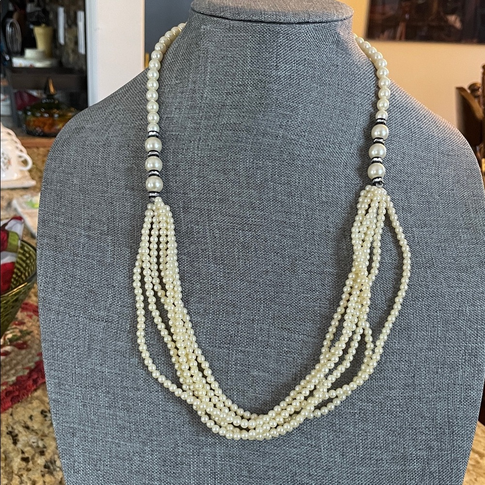 Classic Multi-Strand Ivory Pearl Necklace by